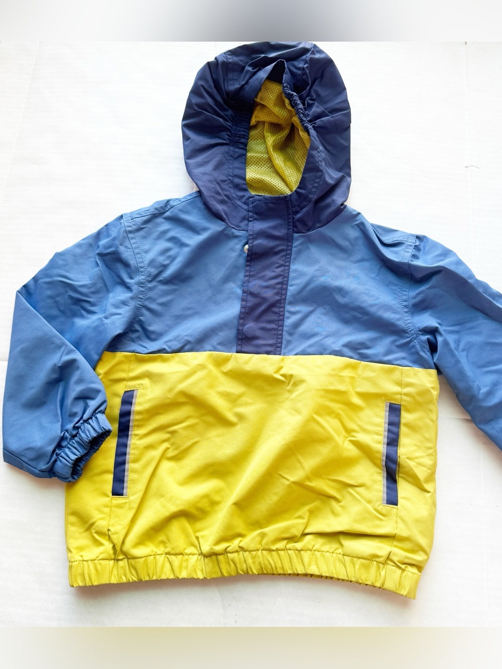 Hanna Andersson Colorblock Wind At Your Back Anorak in Blue/Yellow Size 5Y